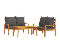vidaXL Ensemble de salon de jardin 3 pièces avec coussins en bois massif d'acacia