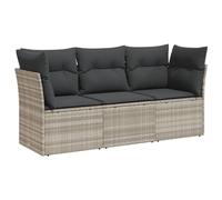 vidaXL Ensemble de salon de jardin 3 pièces avec coussins gris clair Poly rotin