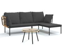 vidaXL Ensemble de salon de jardin 3 pièces Poly rotin avec coussins Gris foncé