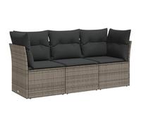 vidaXL Ensemble de salon de jardin 3 pièces avec coussins Gris Poly rotin