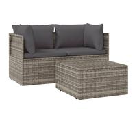 vidaXL Ensemble de salon de jardin 3 pièces avec coussins Gris Poly rotin