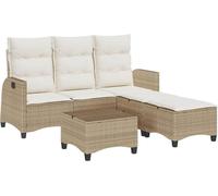 vidaXL Ensemble de salon de jardin 3 pièces avec coussins L-Form Beige Poly Rattan