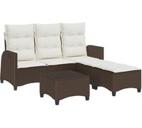vidaXL Ensemble de salon de jardin 3 pièces avec coussins L-Form brun Poly rotin