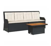 vidaXL Ensemble de salon de jardin 3 pièces avec coussins noir poly rotin