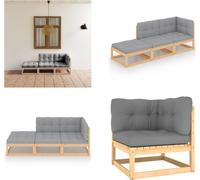 vidaXL Ensemble de salon de jardin 3 pièces avec coussins pin massif - Ensemble de meubles de jardin - Ensemble de jardin - Garniture de jardin