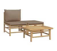 vidaXL Ensemble de salon de jardin 3 pièces avec coussins taupe en bambou