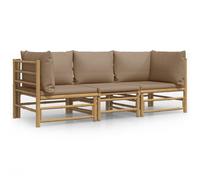 vidaXL Ensemble de salon de jardin 3 pièces avec coussins taupe en bambou