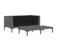 vidaXL Ensemble de salon de jardin 3 pièces gris foncé Poly rotin semi-circulaire