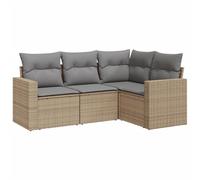 vidaXL Ensemble de salon de jardin 4 pièces en résine tressée avec coussins Beige