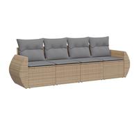 vidaXL Salon de jardin 4 pièces avec coussins Résine tressée Beige