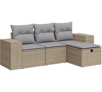 vidaXL Ensemble de salon de jardin 4 pièces avec coussins Beige Poly Rattan