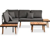 vidaXL Ensemble de salon de jardin 4 pièces avec coussins en bois massif d'acacia