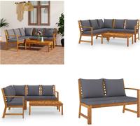 vidaXL Ensemble de salon de jardin 4 pièces avec coussins en bois massif d'acacia - Ensemble de meubles de jardin - Garniture de jardin - Garniture de jardin
