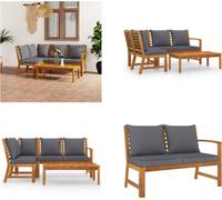 vidaXL Ensemble de salon de jardin 4 pièces avec coussins en bois massif d'acacia - Ensemble de meubles de jardin - Garniture de jardin - Garniture de jardin