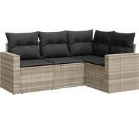 vidaXL Ensemble de salon de jardin 4 pièces avec coussins gris clair Poly rotin
