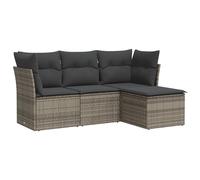 vidaXL Ensemble de salon de jardin 4 pièces avec coussins Gris Poly rotin
