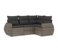 vidaXL Ensemble de salon de jardin 4 pièces avec coussins Gris Poly rotin