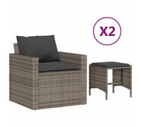 vidaXL Ensemble de salon de jardin 4 pièces avec coussins Gris Poly rotin
