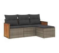 vidaXL Ensemble de salon de jardin 4 pièces avec coussins Gris Poly rotin