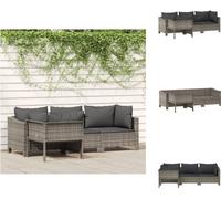vidaXL Ensemble de salon de jardin 4 pièces avec coussins Gris Poly rotin - Ensemble de meubles de jardin