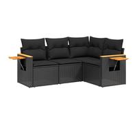 vidaXL Ensemble de salon de jardin 4 pièces avec coussins en poly rotin noir