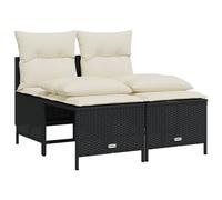 vidaXL Ensemble de salon de jardin 4 pièces avec coussins noir poly rotin