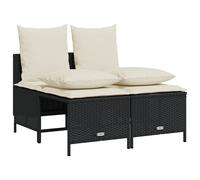 vidaXL Ensemble de salon de jardin 4 pièces avec coussins noir poly rotin