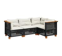 vidaXL Ensemble de salon de jardin modulable 4 pièces avec coussins noir poly rotin