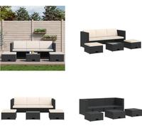 vidaXL Ensemble de salon de jardin 4 pièces avec coussins Poly Rattan noir - Ensemble de meubles de jardin - Ensemble de jardin - Garniture de jardin