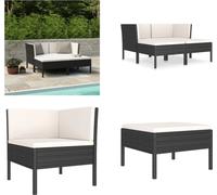 vidaXL Ensemble de salon de jardin 4 pièces avec coussins Poly Rattan noir - Ensemble de meubles de jardin - Ensemble de jardin - Garniture de jardin