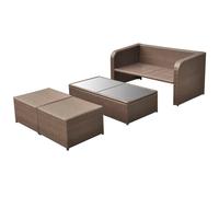 vidaXL Ensemble de salon de jardin 4 pièces avec coussins Poly rotin brun