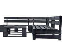 vidaXL Ensemble de salon de jardin 4 pièces en palettes Noir Bois