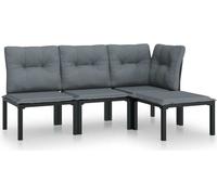 vidaXL Ensemble de salon de jardin 3187743 — 4 pièces en poly rotin noir et gris