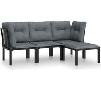 vidaXL Ensemble de salon de jardin 4 pièces noir et gris poly rotin