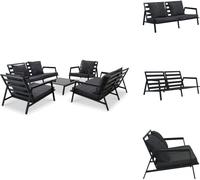 vidaXL Ensemble de salon de jardin 5 pièces avec coussins aluminium gris foncé - Ensembles de meubles de jardin