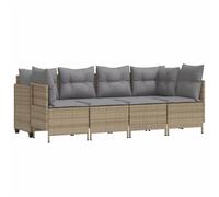 vidaXL Ensemble de salon de jardin 5 pièces avec coussins Beige Poly Rattan