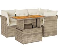 vidaXL Ensemble de salon de jardin 5 pièces avec coussins Beige Poly Rattan