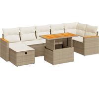 vidaXL Ensemble de salon de jardin 5 pièces avec coussins Beige Poly Rattan