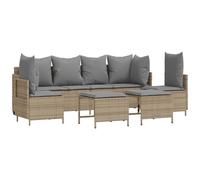 vidaXL Ensemble de salon de jardin 5 pièces avec coussins Beige Poly Rattan