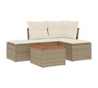 vidaXL Ensemble de salon de jardin 5 pièces avec coussins Beige Poly Rattan