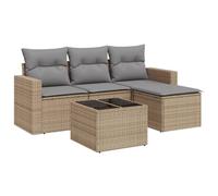 vidaXL Ensemble de salon de jardin 5 pièces avec coussins Beige Poly Rattan