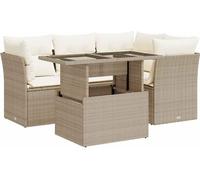 vidaXL Ensemble de salon de jardin 5 pièces avec coussins Beige Poly Rattan