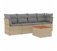 vidaXL Ensemble de salon de jardin 5 pièces avec coussins Beige Poly Rattan