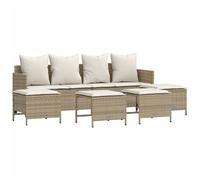 vidaXL Ensemble de salon de jardin 5 pièces avec coussins Beige Poly Rattan
