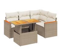 vidaXL Ensemble de salon de jardin 5 pièces en résine tressée avec coussins Beige