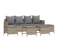 vidaXL Ensemble de salon de jardin 5 pièces avec coussins Beige Poly Rattan