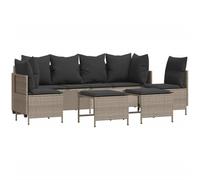 vidaXL Ensemble de salon de jardin 5 pièces avec coussins gris clair Poly rotin