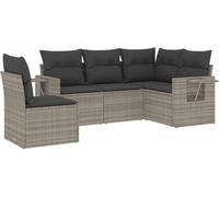 vidaXL Ensemble de salon de jardin 5 pièces avec coussins gris clair Poly rotin