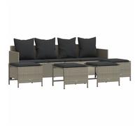 vidaXL Ensemble de salon de jardin 5 pièces avec coussins gris clair Poly rotin