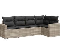vidaXL Ensemble de salon de jardin 5 pièces en poly rotin avec coussins gris clair